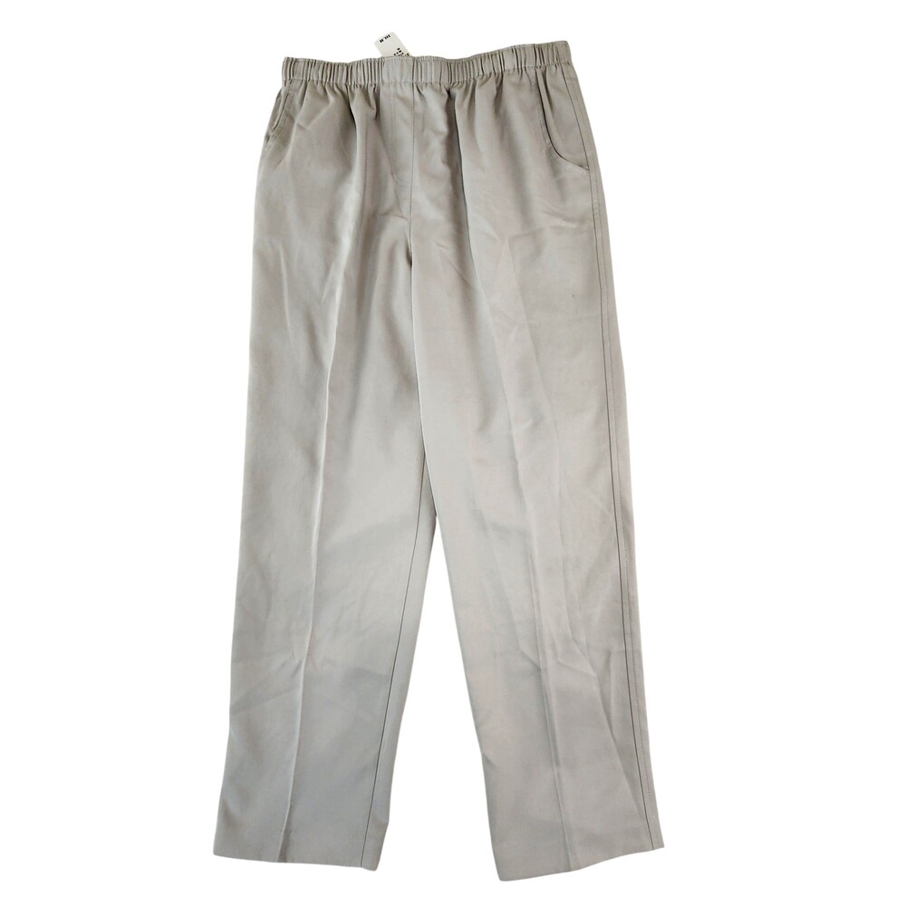 Alia Dress Pants Womens 14 Beige Pull On Elastic Waist Straight Leg Polyester